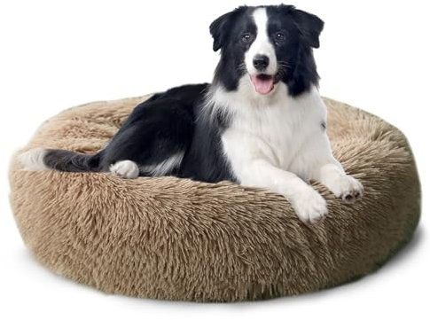 CALIYO Hundebett Mittelgroße Hunde, Katzenbett Flauschig, Katzenkissen Hundekissen Waschbar, Trocknergeeignetes Katzen Bett, Hundebetten Rund Katzenkörbchen Durchmesser 70 cm(Camel)