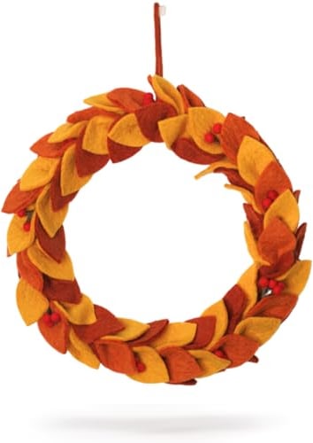 Én Gry & Sif Türkranz Herbst I Hand-Made & fair-Trade Kranz aus Filz, skandinavische Deko I Türkranz in leuchtenden Herbstfarben, ⌀31cm