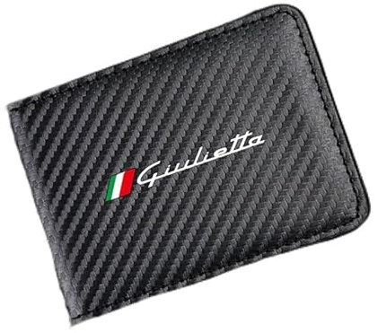 KRHINO Auto-Geldbörsen für Alfa Romeo 156 159 Mito Giulia Stelvio Giulietta, Karbonfaser, Auto-Führerschein-Tasche, Ausweishalter, Geldbörse, Kreditkartentasche für Herren, Autoteile,E