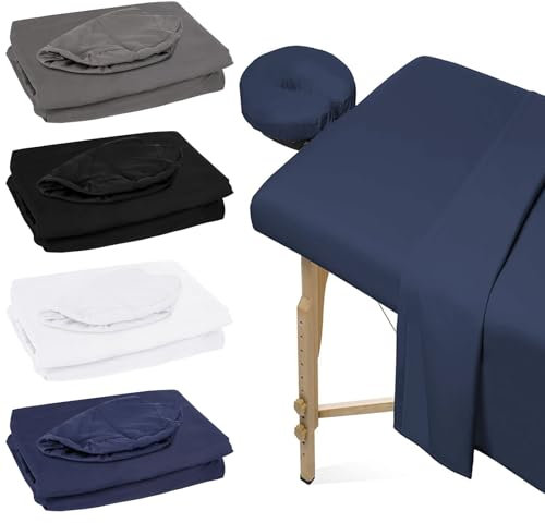 XQZMD Lot de 3 Draps de Massage en Microfibre - 4 Couleurs pour Table de Massage avec Housse, Draps pour Berceau, Salon de Beauté, Spa