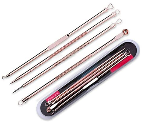 FrEshn Akne Nadel 4 stücke Edelstahl Akne Entfernung Nadeln Pickel Blackhead Remover Werkzeuge Löffel Gesicht Hautpflege Werkzeuge Nadeln Gesichtsporenreiniger Akne-Nadel