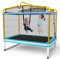 COSTWAY 3 en 1 Cama Elastica Infantil, Trampolín para Niños Multifuncional con Columpio y Barra Horizontal, con Red de Protección, para Exterior/Interior, 190 x 124 x 222 cm (Azul y Amarillo)