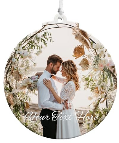 EDSG Personalised Christmas Tree Decorations with Photo 2023 Christmas Photo Baubles Acrylic Christmas Tree Ornament Personalised Photo Christmas Bauble for Kids Couples Family Dogs