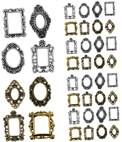 Beaupretty Mini Metal Photo Frame Nail Art 40pcs Retro Picture Frame Decor for Charm Nail Gold Trim Landscape Decor