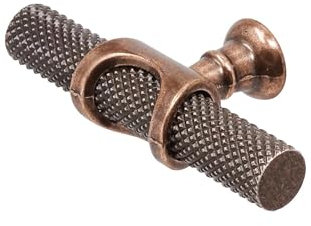 Decoranddecor Amelia - Knurled Cabinet Handles | Aluminium T-Bar Kitchen Cupboard Handles | Furniture Knobs | 70mm Knob, Antique Copper