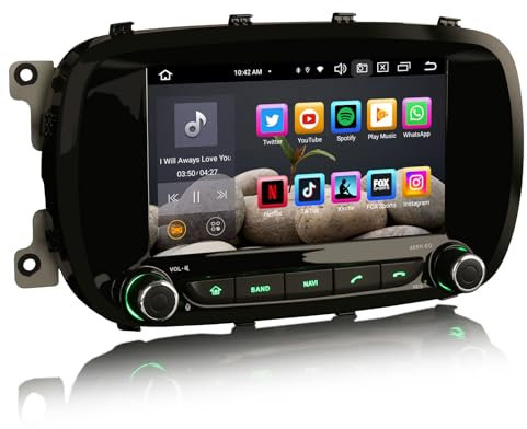 erisin 8-Kern 4+64GB Android 14 Autoradio für FIAT 500X Unterstützung GPS Sat NAV Drahtlos Carplay Android Auto DSP IPS Bluetooth 5.0 Dual Band WiFi DAB+ DVB-T2 Canbus SWC Radio