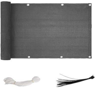 Pantallas protectoras de privacidad para balcón, 0,9 x 5 m, PES antimiradas, con protección UV, amplia red de privacidad para jardín, para piscinas pequeñas, patio, porche (negro)