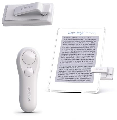 SK SYUKUYU Page Turner para Kindle eReaders Accesorios, RF Control de Página Remoto Clicker para iPad Tablets Lectura Novelas Comics, Cámara Remota y Botón de Video(Blanco)