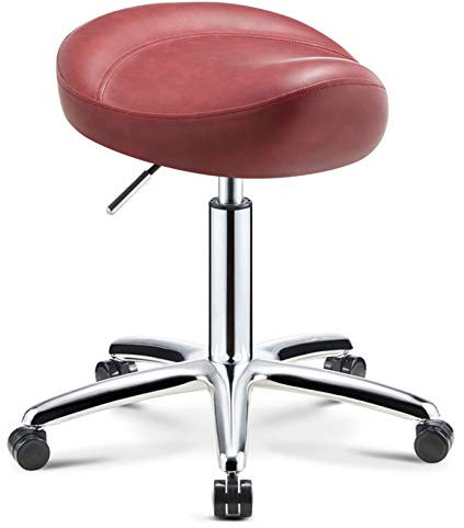 Stuhl, Rolling Hocker Pu Leder Drehstuhl Höhenverstellbarer Friseurstuhl Mit 360° Drehrad Für Bar Salon Büro Home Spin Hocker/Rot/39 * 36Cm