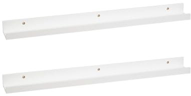 LOLAhome | Set de 2 Repisas de Pared | Balda Flotante Madera| Estante con Bordes | Estanteria Estrecha para Cuadros Fotos y Decoracion Blanco De 80x9x5 cm