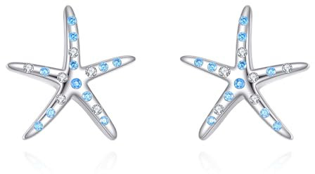 POPLYKE Seestern Ohrringe 925 Sterling Silber Seestern Ohrstecker Sommer Strand Ozean Schmuck Geburtstag Geschenke für Frauen