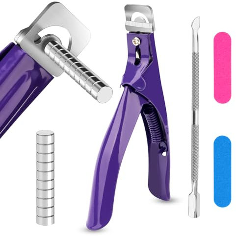 Coupe-ongles en Acier Inoxydable, Guillotine Capsule Ongle avec 10 Aimants Ajustable, Coupe Ongle Capsule Professionnel pour les Ongles Acryliques et Faux Ongle, Outil de Manucure pour Salon et Maison