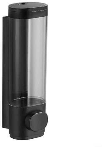 HEIBTENY 215 mm Wall Mounted Soap Dispenser Wall Mounted Manual Single Head Soap Dispenser for Shower Gel Shampoo Disinfectant for Kitchen, Bathroom, Office, Shops (Black) (Single)