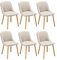Goeurvant Esszimmerstuhl Beige Holzbeine 6er Set Polsterstuhl Stühle Esszimmer Küchenstuhl Wohnzimmerstuhl aus Polyester für Esszimmer Küche Büro