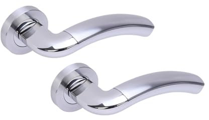 Hunta HANDLEZONE® Corax Premium Lever On Round Rose Door Handles, Internal Passage Latch Handles, 1 Set - Dual Finish Polished/Satin Chrome