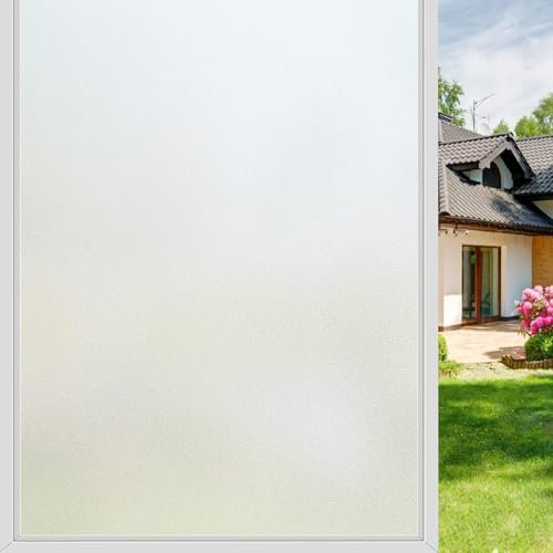 Privacy Window Film Frosted 120 x 1180 cm(47 x 465inch) Window Film Window Frosting Film, Static Cling Removable Without Glue Or Residue for Home Office, Pure scrub