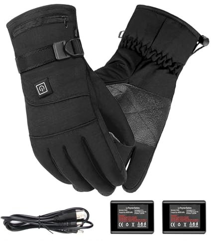 Heated, 3.7V USB Battery Operated Heated Mittens with 3 Temperature Settings - Battery Heated Gloves, Electric Gloves | Winter Touch Screen Thermal Gloves for Women