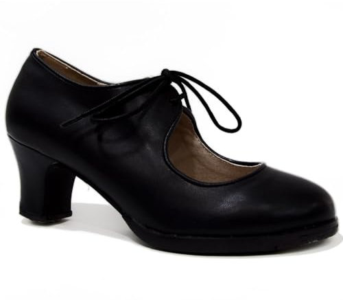 Zapatado de Flamenco de Doble Suela y Cordones (Negro, Sistema Tallas Calzado EU, Adulto, Mujer, Números, Mediano, 34)