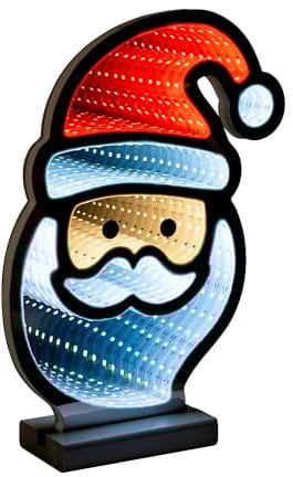 Star-Max LED Weihnachtsmann mit Infinity Effekt, Weihnachtsdekoration für Innenbereiche, beidseitig beleuchtet, inkl. Timerfunktion, 3m Zuleitung und Standsockel, 121 LEDs, 21,5x7x30cm