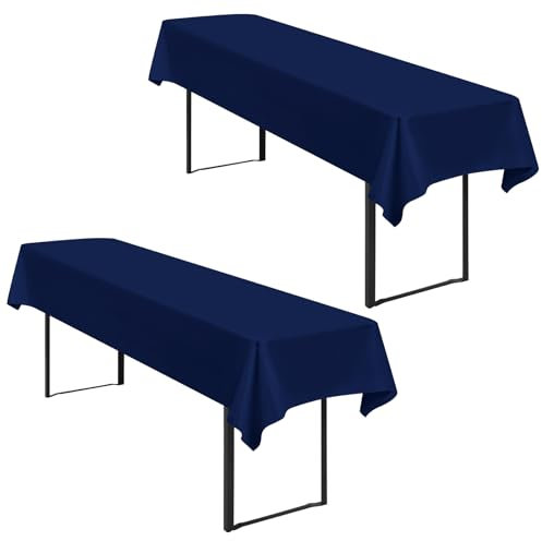 2 Stück Tischdecke Bierzeltgarnitur 100x250cm Biertisch Tischdecke wasserdichte Polyester Tischdecken Marineblau Biertischdecke für 50 und 70cm Biertische, Rechteckige Tischdecken für Hochzeitsfeiern