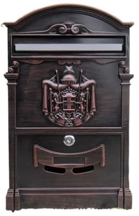 Vintage-Briefkasten mit Wandhalterung, großes Fassungsvermögen, Metall-Briefkasten für Sicherheit, Outdoor, Briefkasten für Briefe, Post, rot, antikes Kupferfarben, Briefkasten für den Empfang von