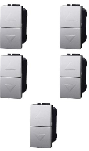 5x Interruttore interbloccato doppio saliscendi, tapparelle, avvolgibili, Modulo Grigio, Compatibile Con BTicino Living, frutti, interruttori, pulsanti, deviatori, Per Placche originali e compatibili