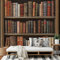 Retro Wohnzimmer Tapete, Bücherregal Fototapete,Tapete Selbstklebende (150 X 105 Cm), Wasserdicht Klebefolie Schlafzimmer Wohnzimmer Küche Dekoration