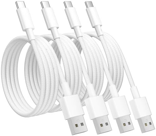Dreaazhi Lot de 4 câbles de charge USB C, 3,1 A de type C, charge rapide, câble USB vers USB C tressé, pour iPhone 15, Galaxy S23/S22/S21/S20, Note 10/9/8, Huawei, HTC, LG, Moto, Google Pixel, etc