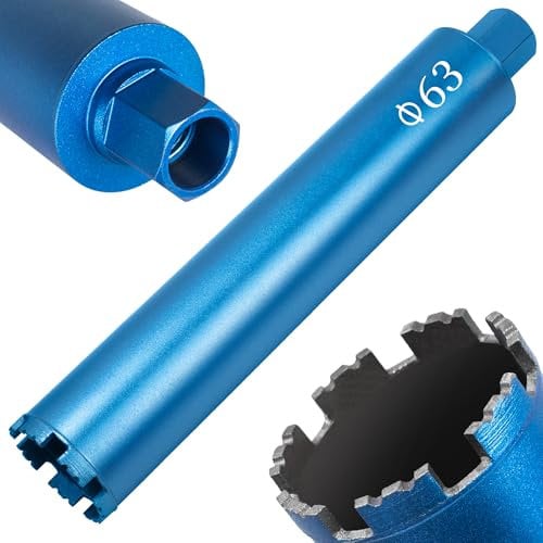 1¼ UNC Corona Diamanta Carotaggio Ø63mm,Lunghezza di Lavoro 400 mm,Sega a Tazza Fresa Carotatrice,Punta per Trapano Diamantata per Cemento,Muratura,Arenaria Calcarea
