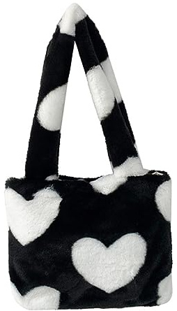 LRXIYODE Herzförmige Plüsch Handtasche Damen mit Großem Fassungsvermögen und Handy Aufbewahrungstasche für Alltag und Urlaub als Einzigartige Umhängetasche