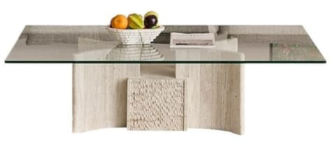 Petite Table Basse Table Basse en Pierre et Verre, Table de Salon, Meuble Multifonctionnel for la Maison, Table Longue Table D'appoint