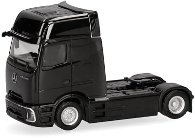 Herpa Model Truck Mercedes-Benz eActros Procabin GigaSpace tractor 2-axle, black, miniature scale 1:87, collectible, Made in Germany, plastic