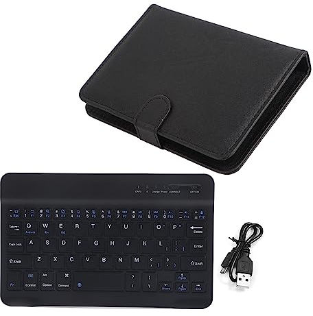 Tastiera Bluetooth Wireless Universale e Custodia a Libro con Supporto per Telefoni Android IOS, Custodia con Tastiera Bluetooth Antigraffio con Esterno Protettivo in Pelle (BLACK)