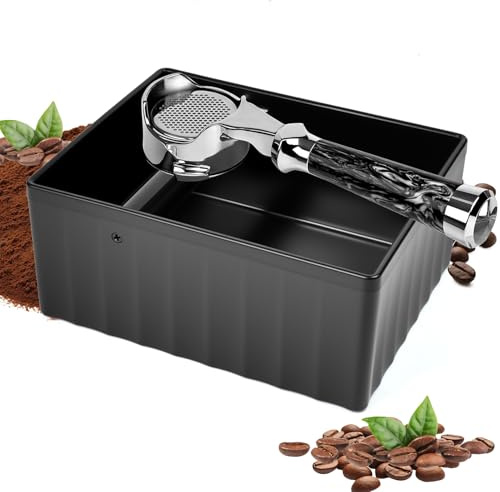 FTISSLY Cajon Posos Cafe Grande 1500ml Knock Box Profesional con Base Antideslizante Silenciosa Recipiente Posos Cafe de ABS Robusto, Depósito Basura Café Rectangular para Barista y Cafetera Express