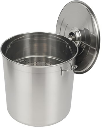 Olla de 50 L para sopa de inducción, olla grande, olla de sopa, olla a presión, de acero inoxidable, para espagueti, grande, para inducción, con cesta de filtro y tapa,