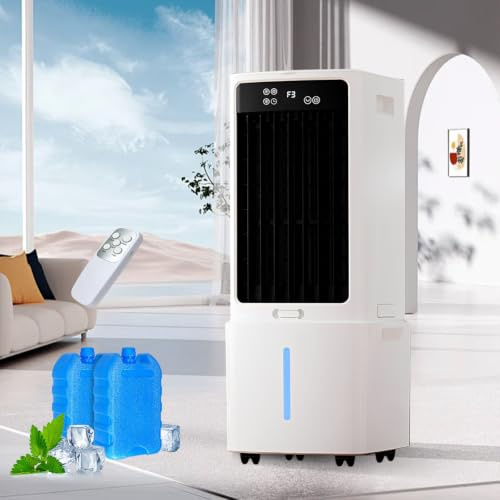 Climatizador Móvil 12L con Mando a Distancia, 800 m³/h Humidificador Sin Ventana, Temporizador 12H, Oscilación 90°