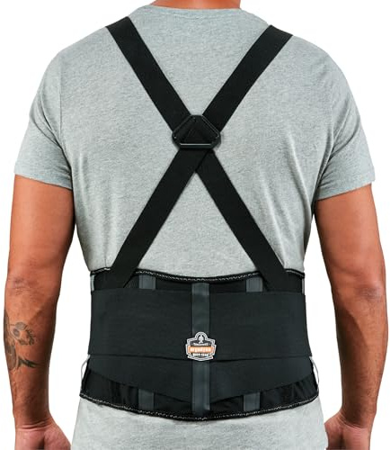 Ergodyne ProFlex 2000SF Back Support Brace, 8.5 Spandex, V-Shape Design and Patented Stays for Added Support, Large,Black