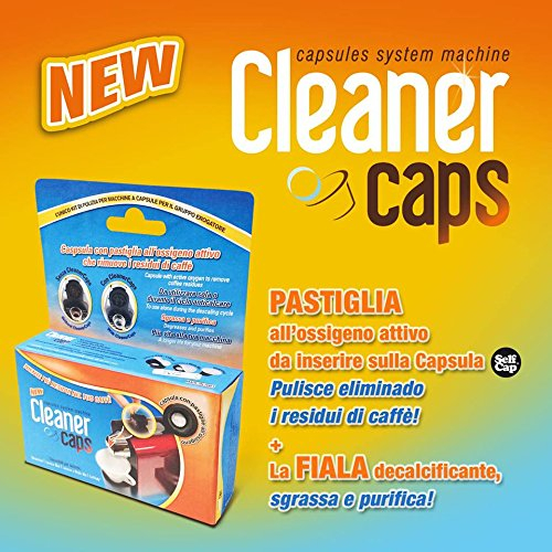 KIT DISINCROSTANTE PER MACCHINE NESPRESSO COMPLETO DI 4 FIALE E 2 CAPSULE CON PASTIGLIA PER 6 MESI DI PULIZIA PER TUTTE LE MACCHINE NESPRESSO (unico sul mercato)