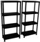 Oypla 2x 4 Tier Black Plastic Heavy Duty Shelving Racking Storage Unit