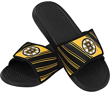 FOCO Herren Velcro Slide Boston Bruins Legacy Sport-Slipper mit Klettverschluss, Größe M