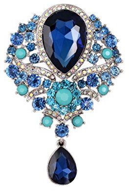 YAZILIND Art und Weise Lilien-Blume eingelegte Rhinestones-Legierungs-Zirconia-hängende Brosche-Frauenmädchen Zusätze (Tinten-Blau)