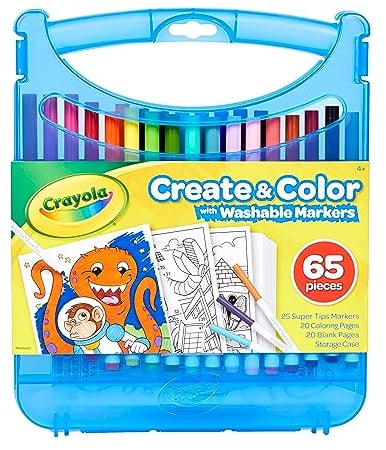 Crayola - Koffer-Set abwaschbare SuperTips-Filzstifte, 65 Teile, Kreative Beschäftigung und Geschenk für Kinder, ab 4 Jahren, 04-0377