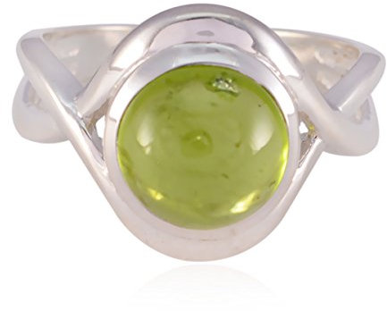 glücklicher Edelstein runden Cabochon Prehnit Ring - 925 Sterling Silber grün Prehnit glücklicher Edelstein Ring - edler Schmuck größtes Geschenk für den Muttertag personalisierte Schmuck