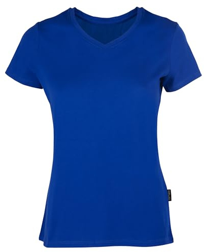 HRM Damen Luxury V-Neck Tee, royalblau, Gr. L I Premium T-Shirt Damen V-Ausschnitt aus 100% Bio-Baumwolle I Basic Shirt Damen bis 60°C waschbar I Hochwertige & nachhaltige Damen-Oberteile