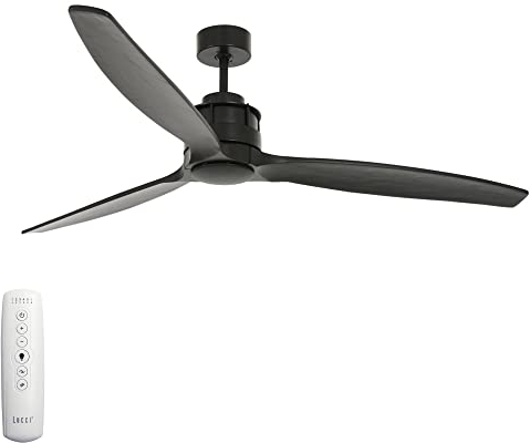 LUCCI AIR Deckenventilator Akmani, Ventilator inkl. Fernbedienung, moderner Deckenlüfter mit 3-Echtholz-Flügeln, Ø 152 cm, schwarz