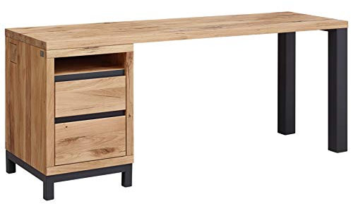 MASSIVMOEBEL24.DE VILLANDERS Schreibtisch 150x55x76 Wildeiche geölt - Versch Farben-2, Farbe:Natur geölt, Größe:150x55x76 cm (BxTxH)