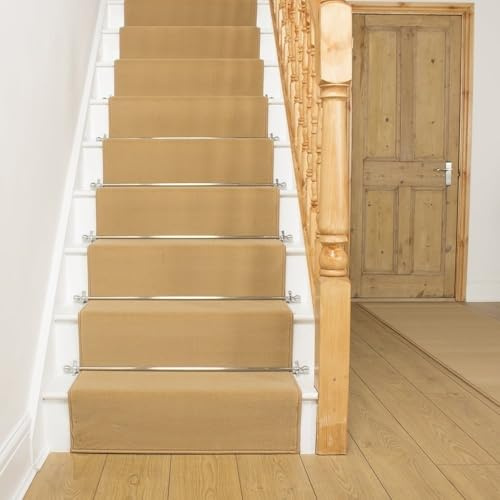 Soft & Comfortable Stair Runner - Smooth & Durable Carpet for Stairs - Stain-Resistant, Fade-Resistant - Multiple Sizes - 60cm x 690cm - 9mm Thick - Plain, Beige