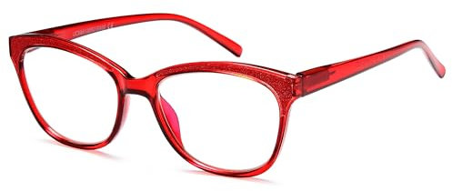 NEW VISION Lunette Anti Lumiere Bleue, Lunettes De Lecture Style Rétro, Lunettes Loupe UV400 Anti-rayonnement pour Homme Femme NV1157(Rouge, 2.5)