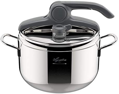 Lagostina Irradial Control Lagoeasy'UP 5 l Schnellkochtopf aus Edelstahl 18/10, Ø 22 cm, Dampfkochtopf für Induktion und Gas, Vereinfachtes Öffnen des Deckels, mit 3-lagigem Irradial-Plus-Boden