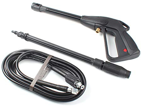 Queiting High Pressure Washer Hose Set 5M Power Washing Hose Kit Gun Cleaning Kit Pressure Washer Gun Kit for Car Floor Windows Glass Cleaning (Black)
